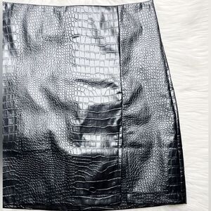 SHEIN Faux Leather Snake Print Mini Skirt Black Size XS
